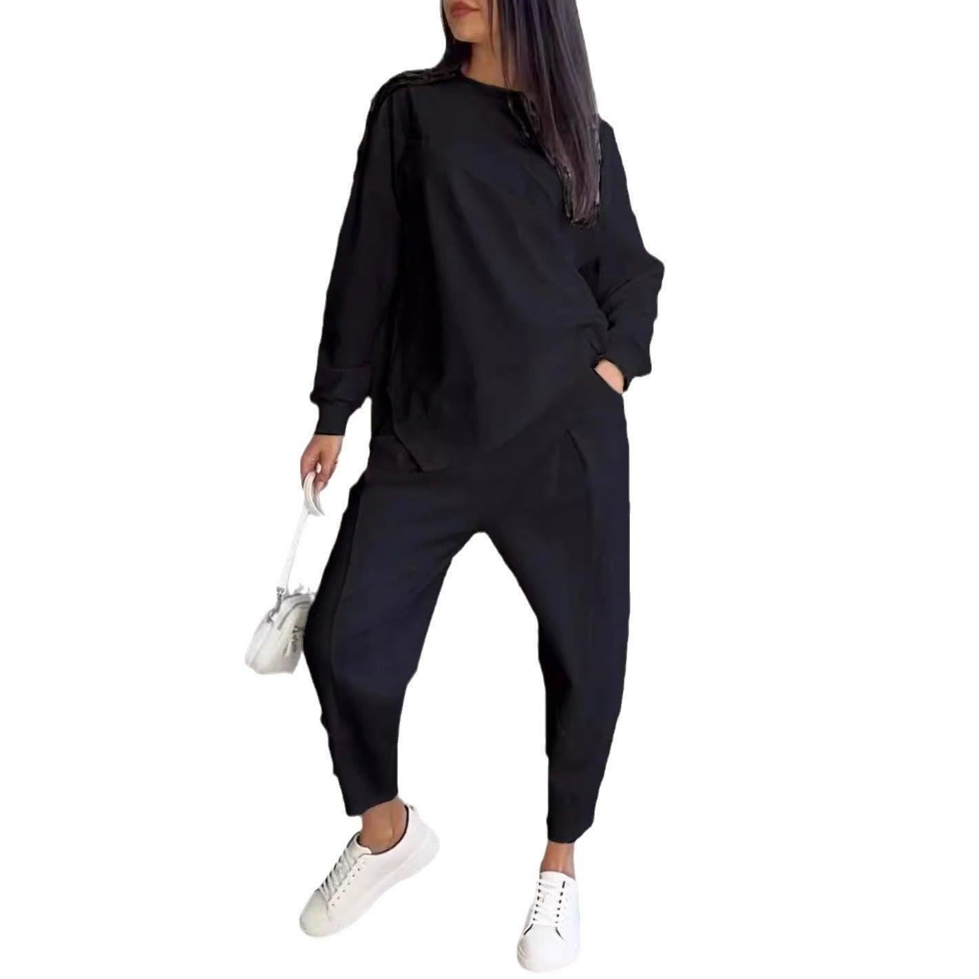 Women's Round Neck Loose And Irregular Long - sleeve Sweater Set - Luxury 0 by Shop Luxe Look