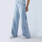 Women's Straight Trousers Embroidered Side Frayed Butterfly Jeans Street Design Hot Girl Baggy Pants - Luxury 0 by Shop Luxe Look