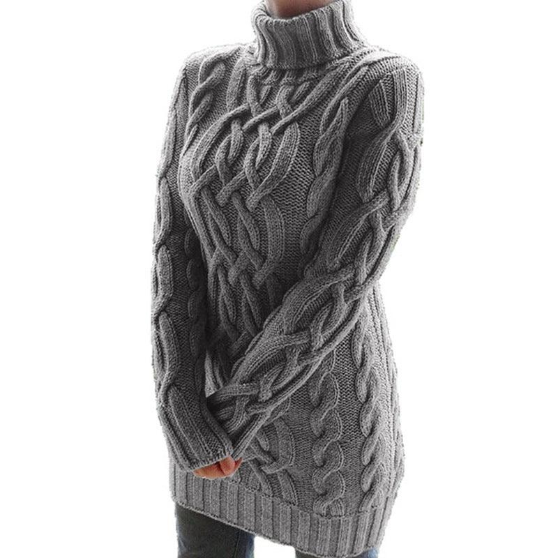 womens sweater dress-Women's Sweater Dress Autumn Winter Thick Double Lapels Long Sweater-shopluxelook.store