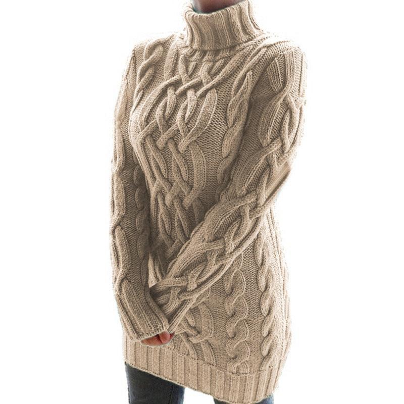 womens sweater dress-Women's Sweater Dress Autumn Winter Thick Double Lapels Long Sweater-shopluxelook.store