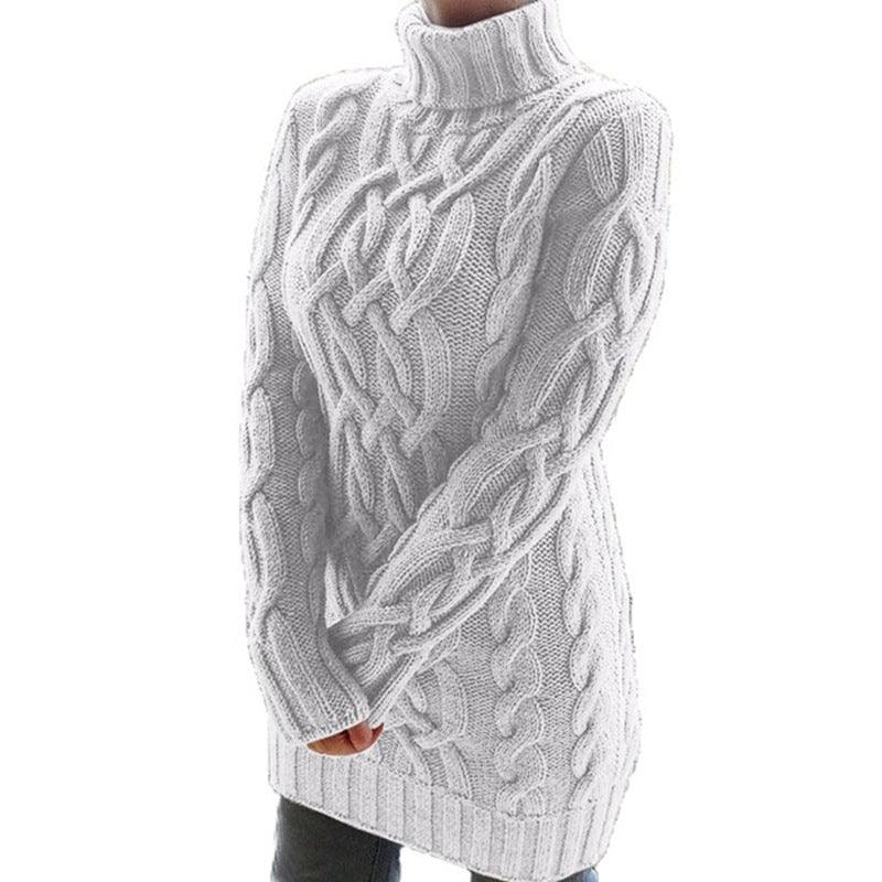 womens sweater dress-Women's Sweater Dress Autumn Winter Thick Double Lapels Long Sweater-shopluxelook.store