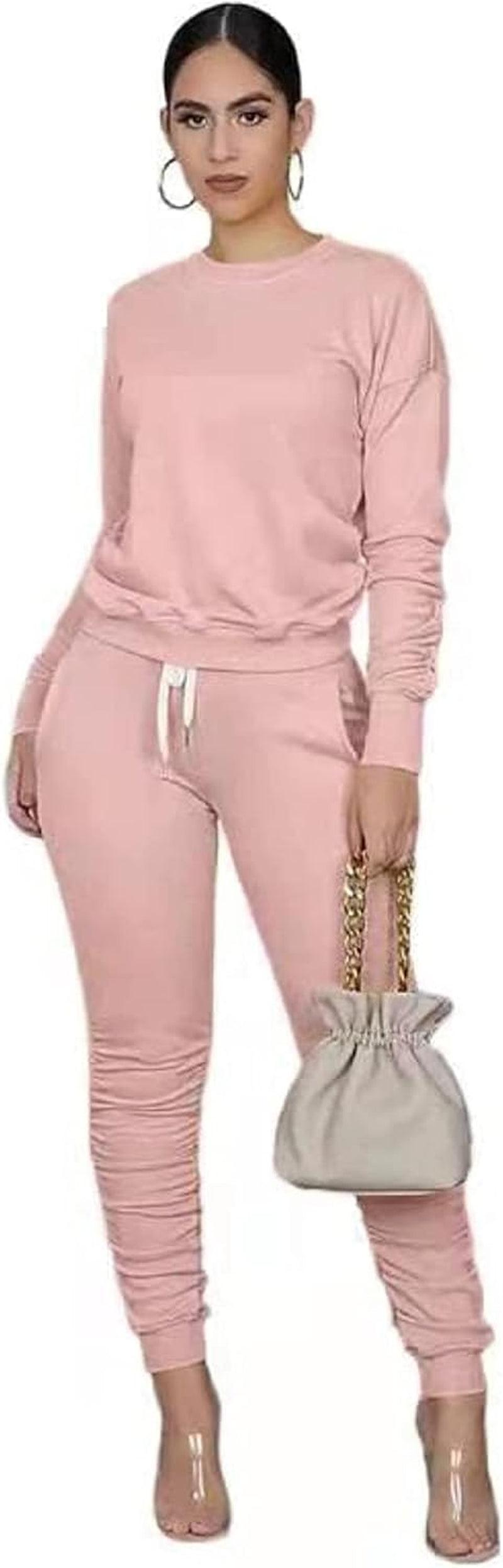 women's two piece outfit-Women'S Two Piece Outfit Joggers Sets Lounge Sweatsuit Tracksuit Sweatpants Sets with Pocket-shopluxelook.store